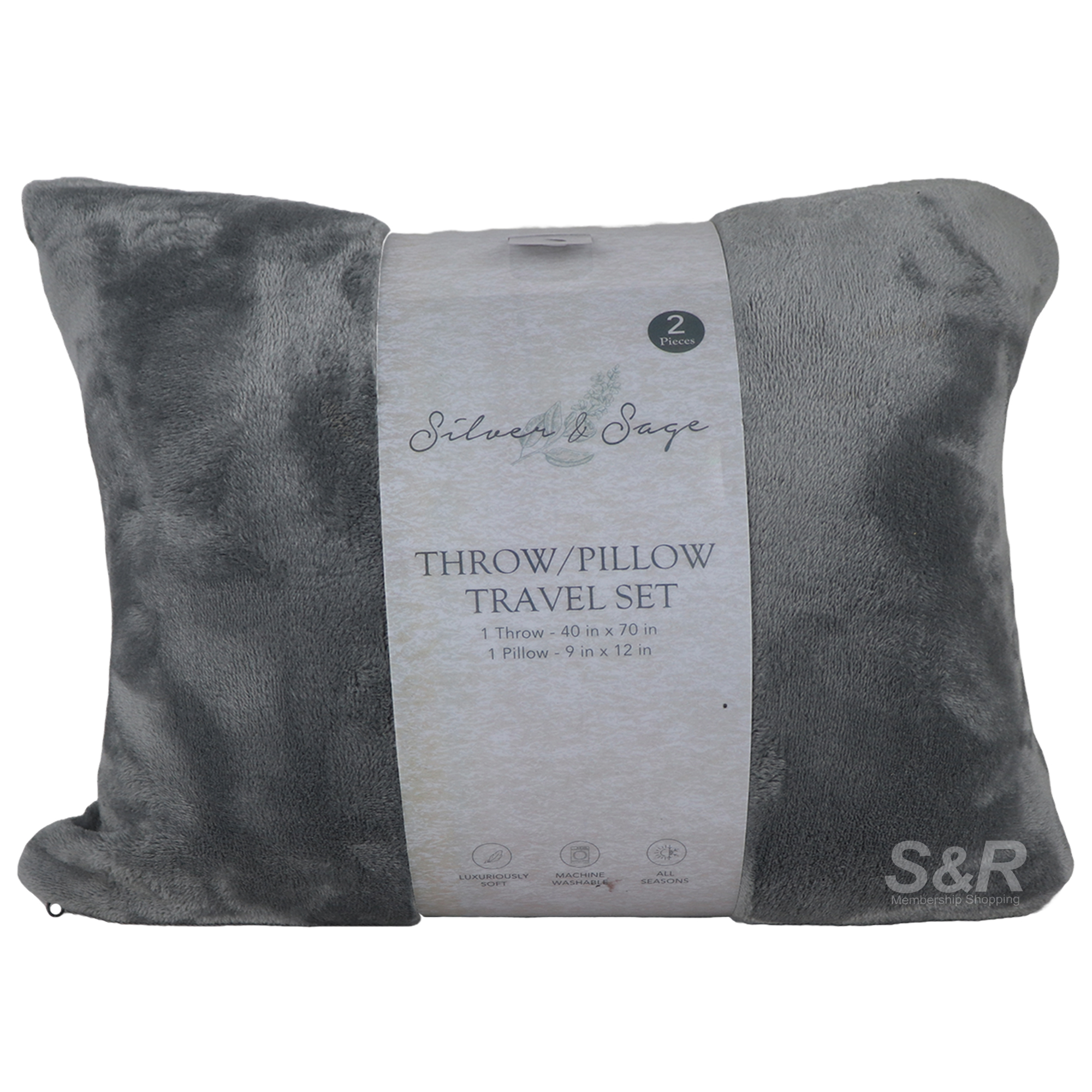 Silver and Sage Throw Pillow Travel Set Silver and Sage Throw Pillow Travel Set